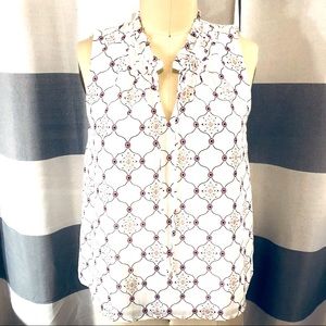 LOFT top NWT in white, pink, and silver beautiful blouse